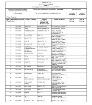(CHAPTER V , PARA 25) FORM 9 List of Applications for Inclusion