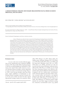 A Mixed Permian-Triassic Boundary Brachiopod Fauna from Guizhou Province, South China