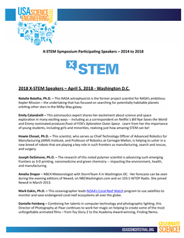 X-STEM Speaker List All Past Events 2018