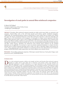 Investigation of Crack Paths in Natural Fibre-Reinforced Composites