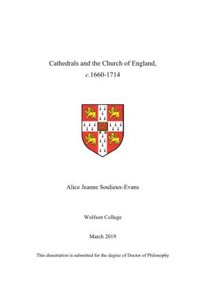 Cathedrals and the Church of England, C.1660-1714