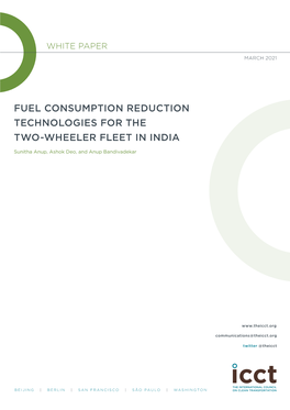 Fuel Consumption Reduction Technologies for the Two-Wheeler Fleet in India