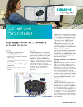 3Dfindit.Com for Solid Edge Fact Sheet
