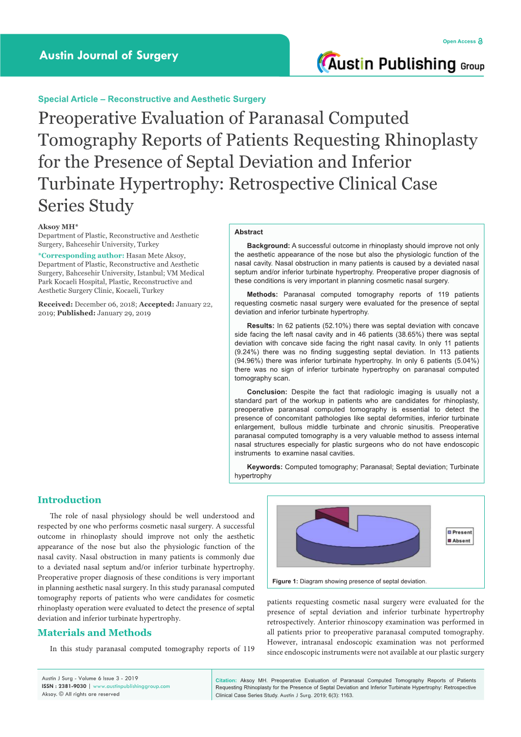 Preoperative Evaluation of Paranasal Computed Tomography Reports of Patients Requesting Rhinoplasty for the Presence of Septal D