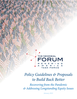 Policy Guidelines & Proposals to Build Back Better