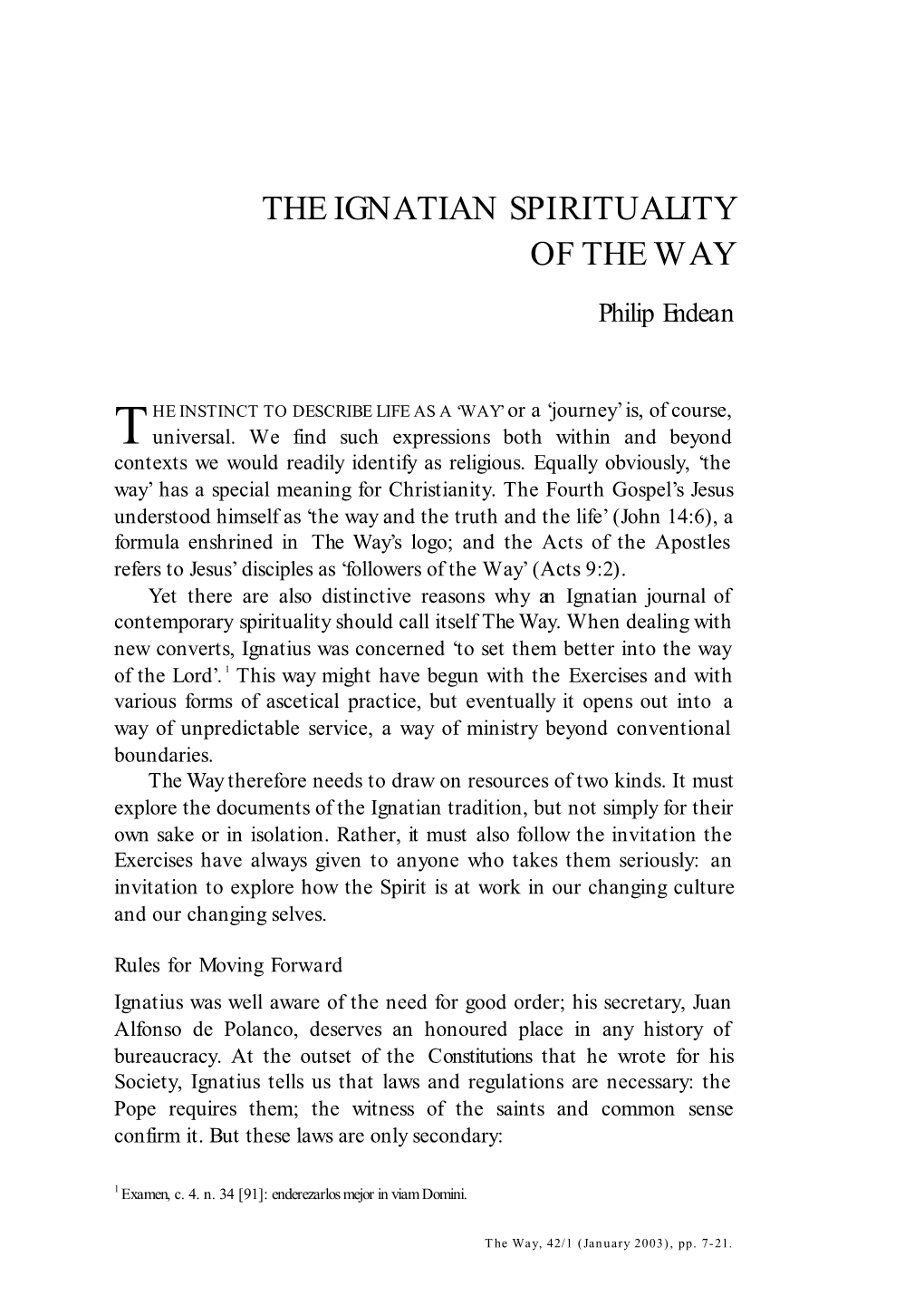 The Ignatian Spirituality of the Way