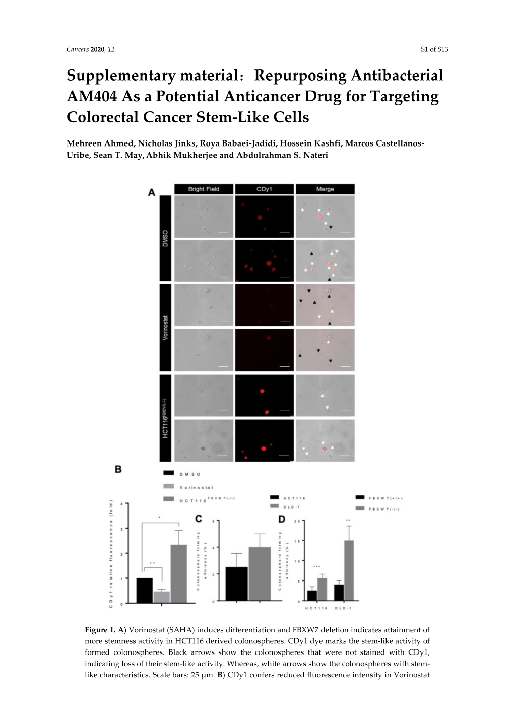 Repurposing Antibacterial AM404 As a Potential Anticancer Drug for Targeting Colorectal Cancer Stem-Like Cells