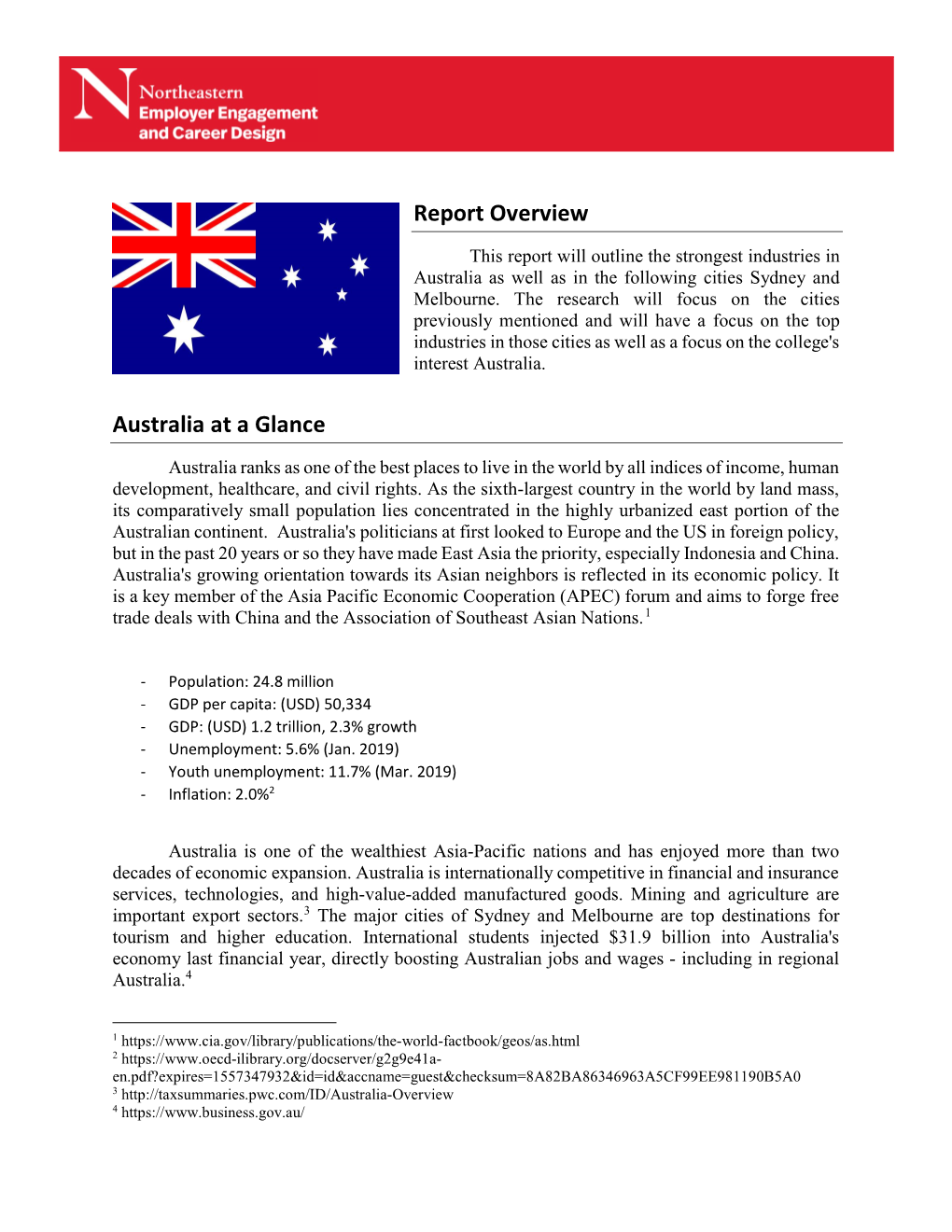 Report Overview Australia at a Glance