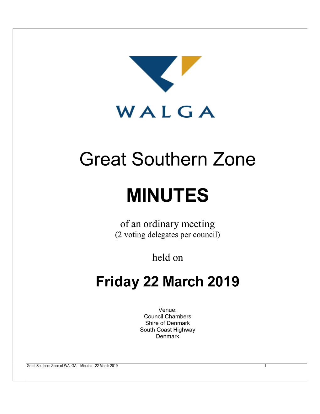 Great Southern Zone MINUTES