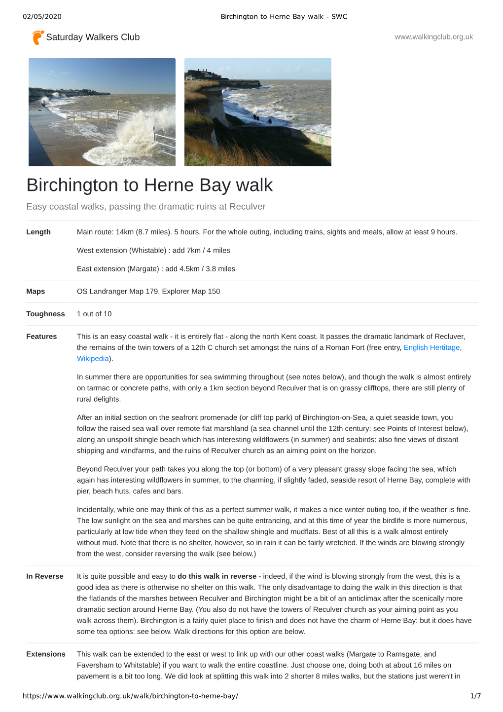 Birchington to Herne Bay Walk - SWC