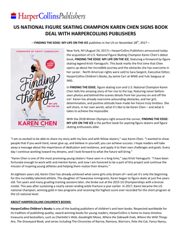 Us National Figure Skating Champion Karen Chen Signs Book Deal with Harpercollins Publishers