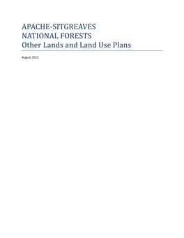 APACHE-SITGREAVES NATIONAL FORESTS Other Lands and Land Use Plans