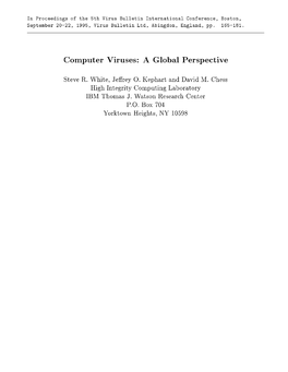 Computer Viruses� a Global Persp Ective