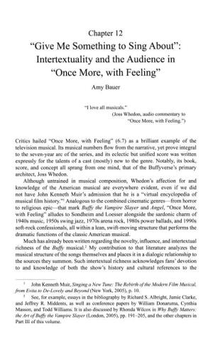 Give Me Something to Sing About": Intertextuality and the Audience in "Once More, with Feeling"