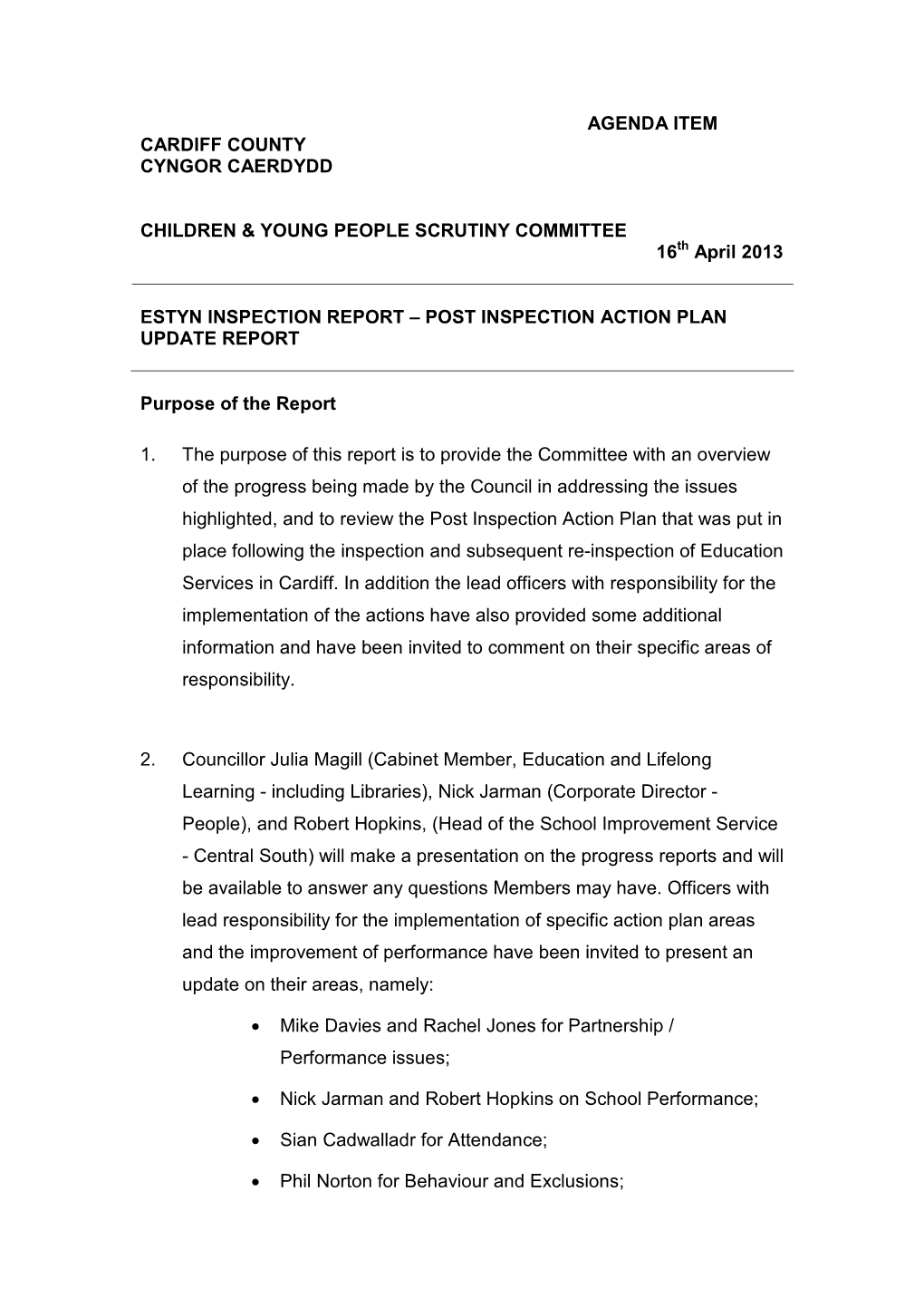 Agenda Item Cardiff County Cyngor Caerdydd Children