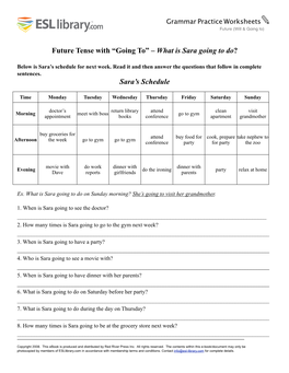 Grammar Practice Worksheets✎ Future (Will & Going To)