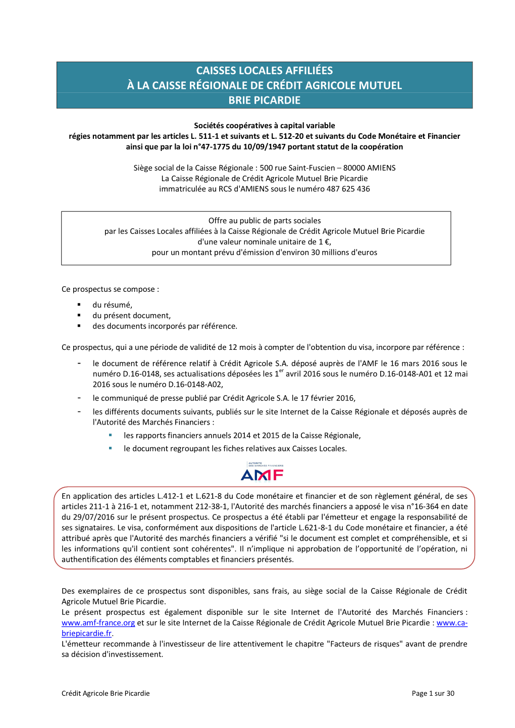 Caisses Locales Affiliées À La Caisse Régionale De Crédit Agricole Mutuel Brie Picardie