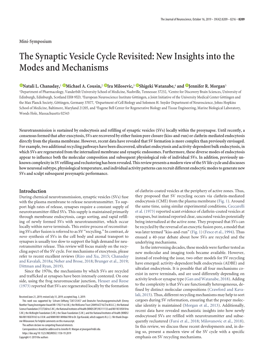 The Synaptic Vesicle Cycle Revisited: New Insights Into the Modes and Mechanisms