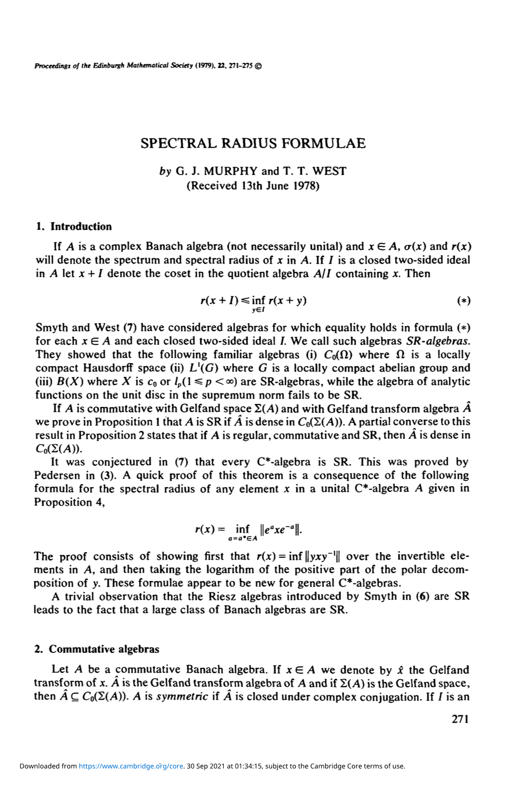 Spectral Radius Formulae