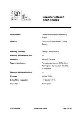 Inspectors Report (QD0/RQD0023.Pdf, PDF Format 212Kb)