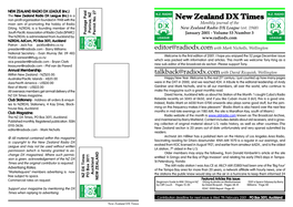 New Zealand DX Times Main Aim of Promoting the Hobby of Radio Monthly Journal of the Dxing