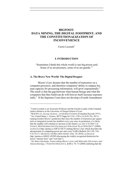 Bigfoot: Data Mining, the Digital Footprint, and the Constitutionalization of Inconvenience