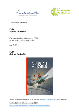 Translated Excerpt FLIX Spirou in Berlin Carlsen Verlag, Hamburg