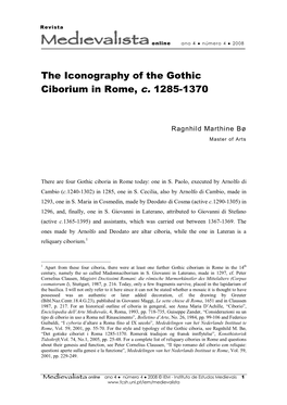 The Iconography of the Gothic Ciborium in Rome, C. 1285-1370