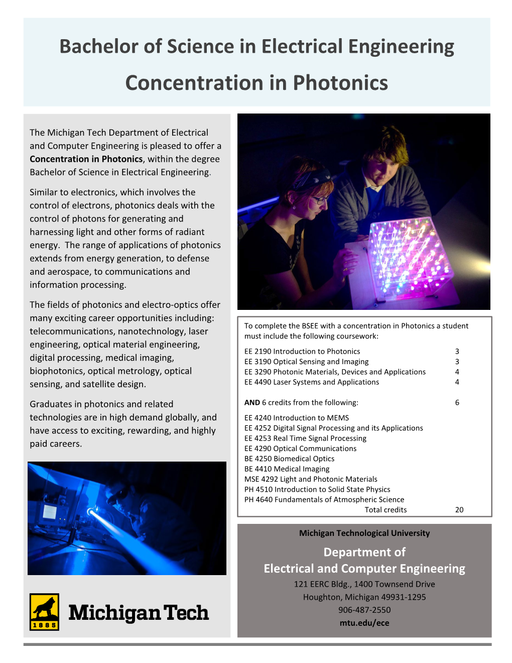 BS in EE Plan Photonics Concentration Flyer