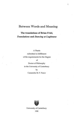 The Translations of Brian Friel, Translations and Dancing at Lughnasa