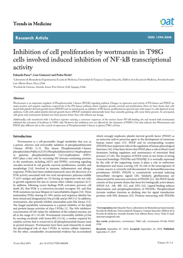 Inhibition of Cell Proliferation by Wortmannin in T98G Cells Involved