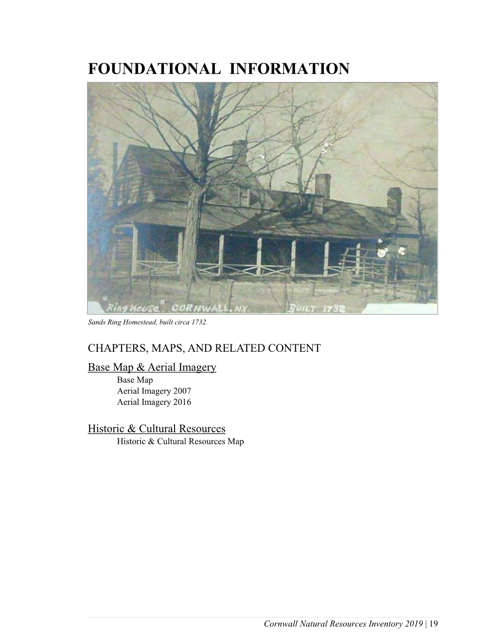 Cornwall Natural Resources Inventory 2019 | 19 BASE MAP & AERIAL IMAGERY Map(S) Referenced: Base Map; Aerial Imagery 2007; Aerial Imagery 2016