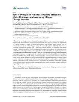 Severe Drought in Finland: Modeling Effects on Water Resources and Assessing Climate Change Impacts