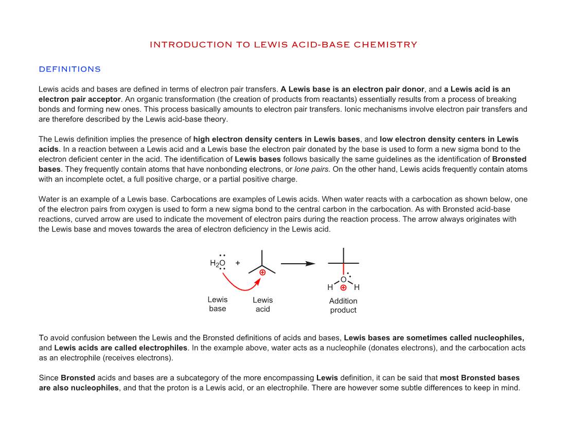 Introduction to Lewis Acid-Base Chemistry