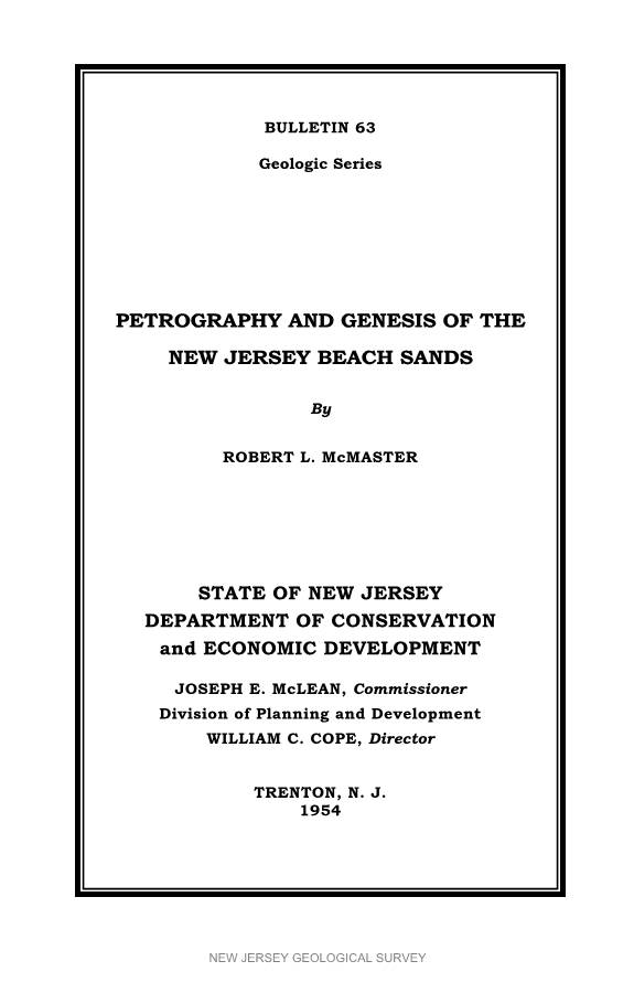 Petrography and Genesis of the New Jersey Beach Sands