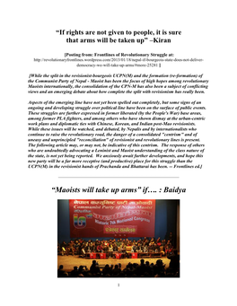 “Maoists Will Take up Arms” If…. : Baidya