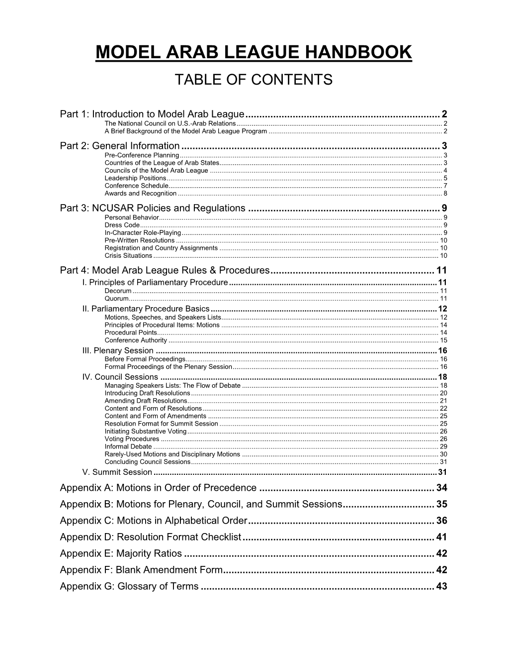 2014 DRAFT Model Arab League Handbook