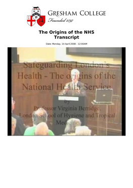 The Origins of the NHS Transcript