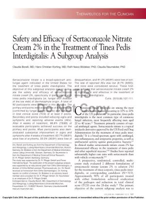 Safety and Efficacy of Sertaconazole Nitrate Cream 2% in the Treatment of Tinea Pedis Interdigitalis: a Subgroup Analysis