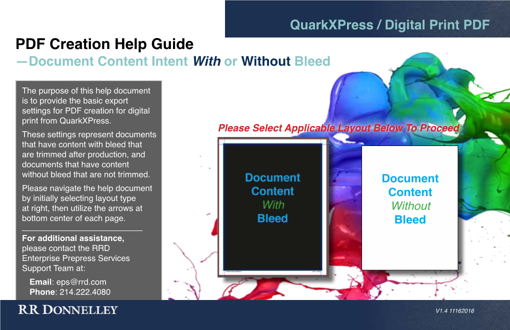 PDF Creation Help Guide —Document Content Intent with Or Without Bleed