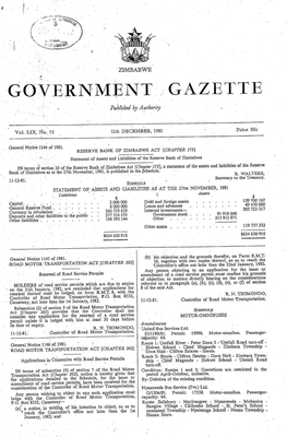 Government Gazette, 117Th ‘December, 1981