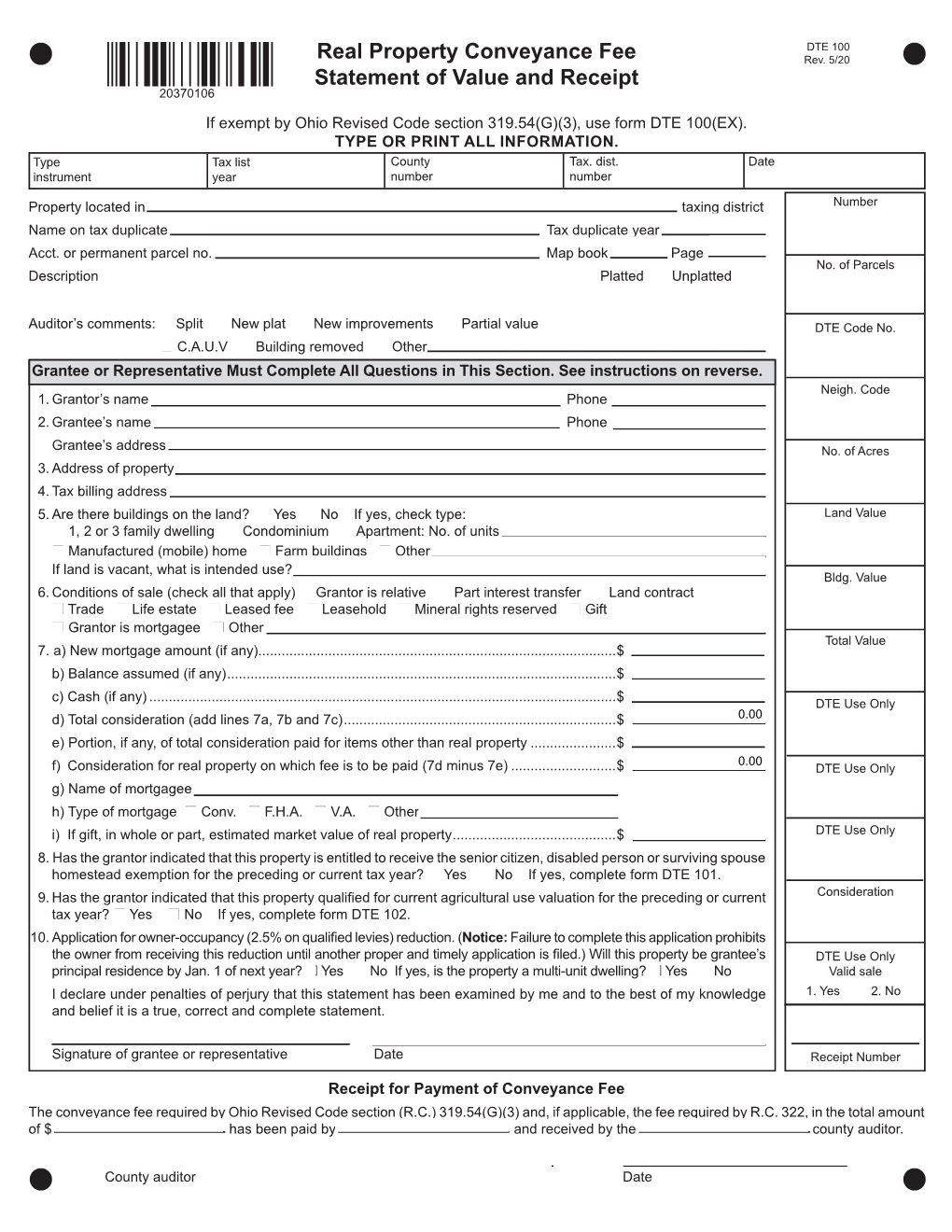 DTE 100 Real Property Conveyance Fee Rev