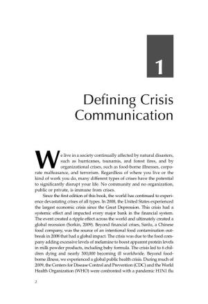 Defining Crisis Communication