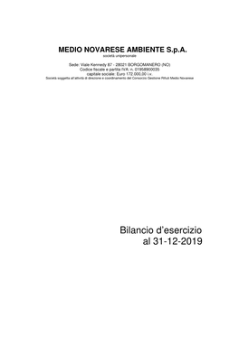 Bilancio Consuntivo 2019 Medio Novarese Ambiente S.P.A