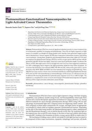 Photosensitizer-Functionalized Nanocomposites for Light-Activated Cancer Theranostics