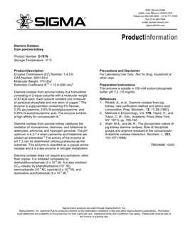 Diamine Oxidase from Porcine Kidney