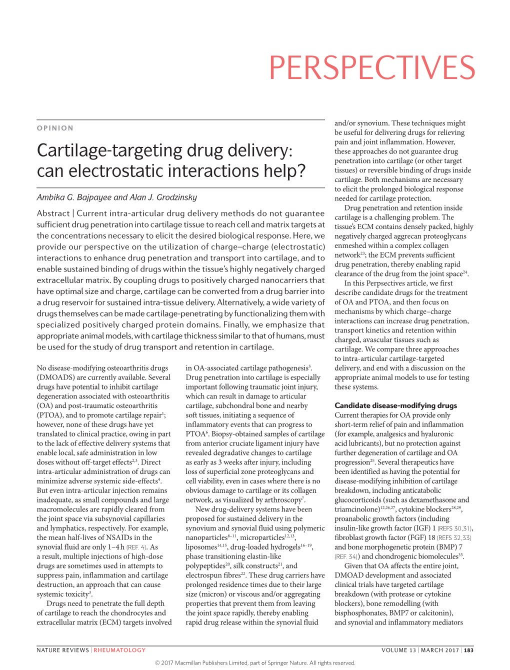 Cartilage-Targeting Drug Delivery: Can Electrostatic Interactions Help?