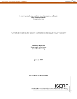 Social Structure and Political Factions in the Early Vermont Republic