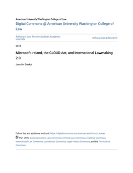 Microsoft Ireland, the CLOUD Act, and International Lawmaking 2.0