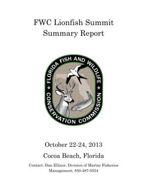 FWC Lionfish Summit Summary Report